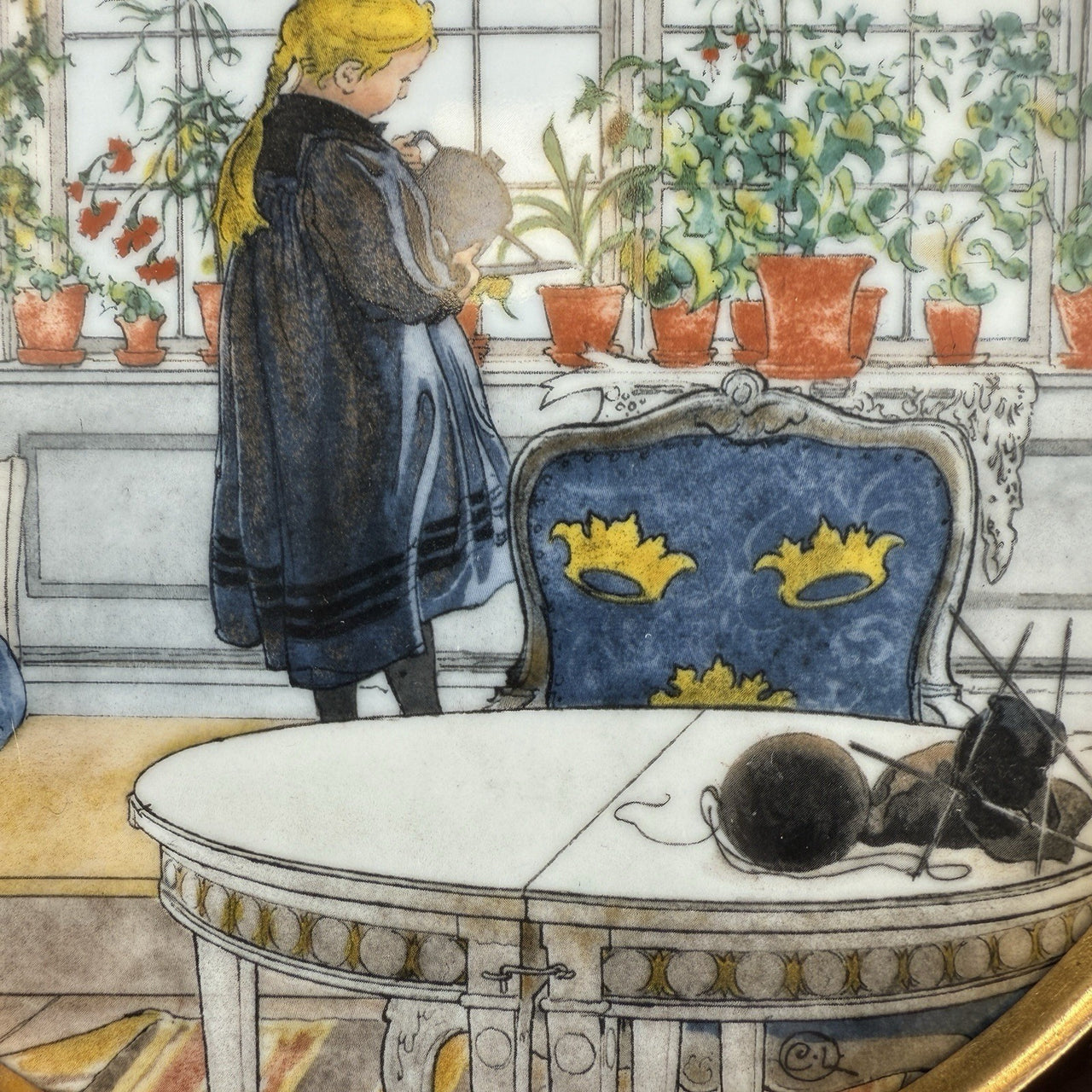 Royal Copenhagen Carl Larsson Flowers on the Windowsill Framed Porcelain Plate2