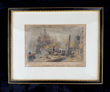 Antique c.1830 Hand-Coloured Engraving Print Bristol Harbour by Lambert & Collar0