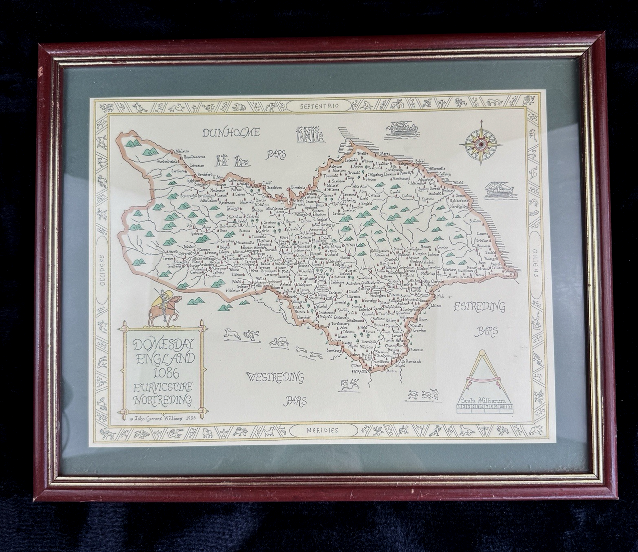 Domesday England 1086 framed Map  Euruicscire Nortreding by Garnons Williams0