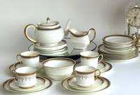 Thumbnail for Stunning Antique Cauldon & Aynsley 27pc Tea Set c.1910 | Edwardian Gilt & Black2