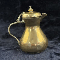 Thumbnail for Brass Antique Tankard or Pouring Vessel w Hinged Lid gold brass victorin pitcher3