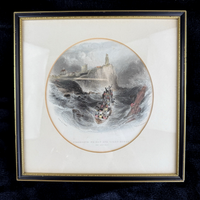 Thumbnail for Rare Antique Engraving Tynemouth Priory Lighthouse StormC. Balmer E. Finden prin0
