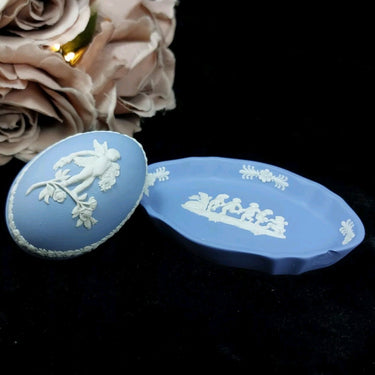 Wedgwood Blue Jasperware Pin & Trinket Egg Dish see pictures Vase United Kingdom0