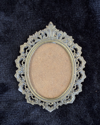 Thumbnail for Italian Vintage/Antique Brass Oval Frames with Fabric Prints - Set of 3 Italy4