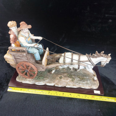 Large signed Juliana Collection 2000 Horse Carriage Figurine size see Handmade1