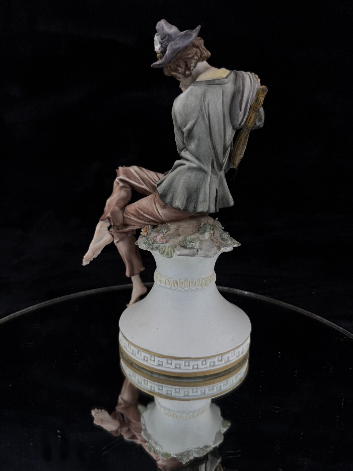 Porcelain Italian Figurine "The Flute Player" Le Nove Bertosca, Galleni Livorno2