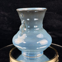 Thumbnail for Antique Maling Vase England –Blue Glazed Handle Twin Urn Shape 6.5” decor China,7