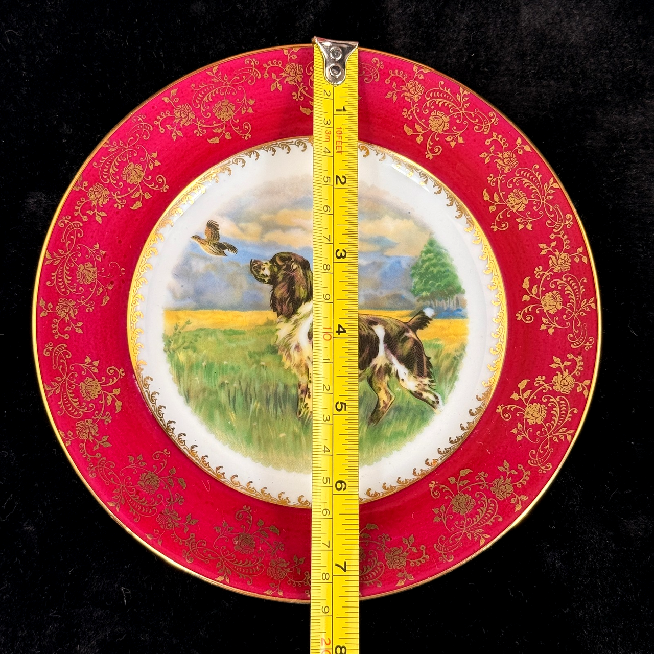 Odette Degrain Delorge Limoges France Hunting Dog Plates Set of 3 8" Porcelain17