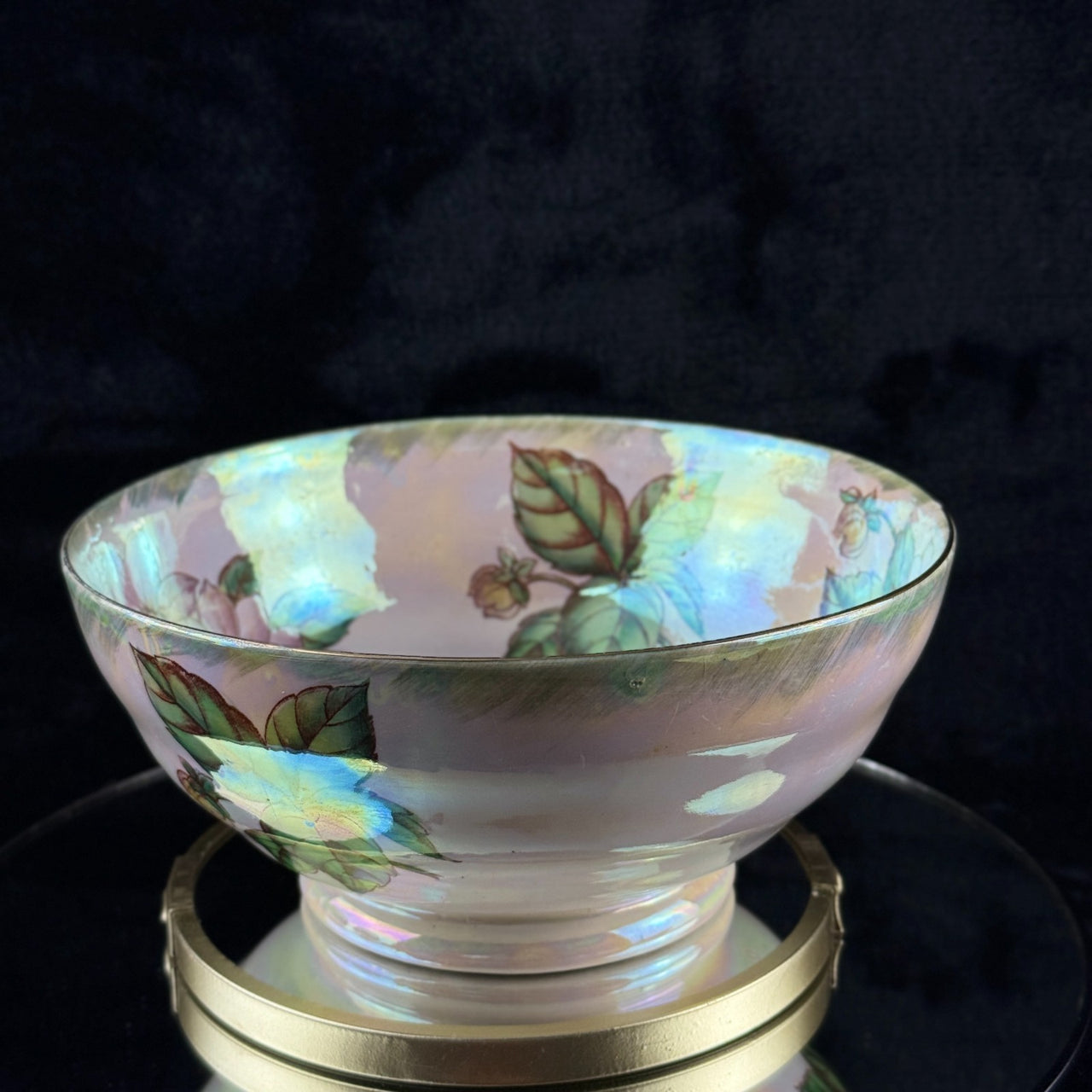 Maling Dahlia Lustre large Bowl Pink Floral England 20cm HandPainted gift8
