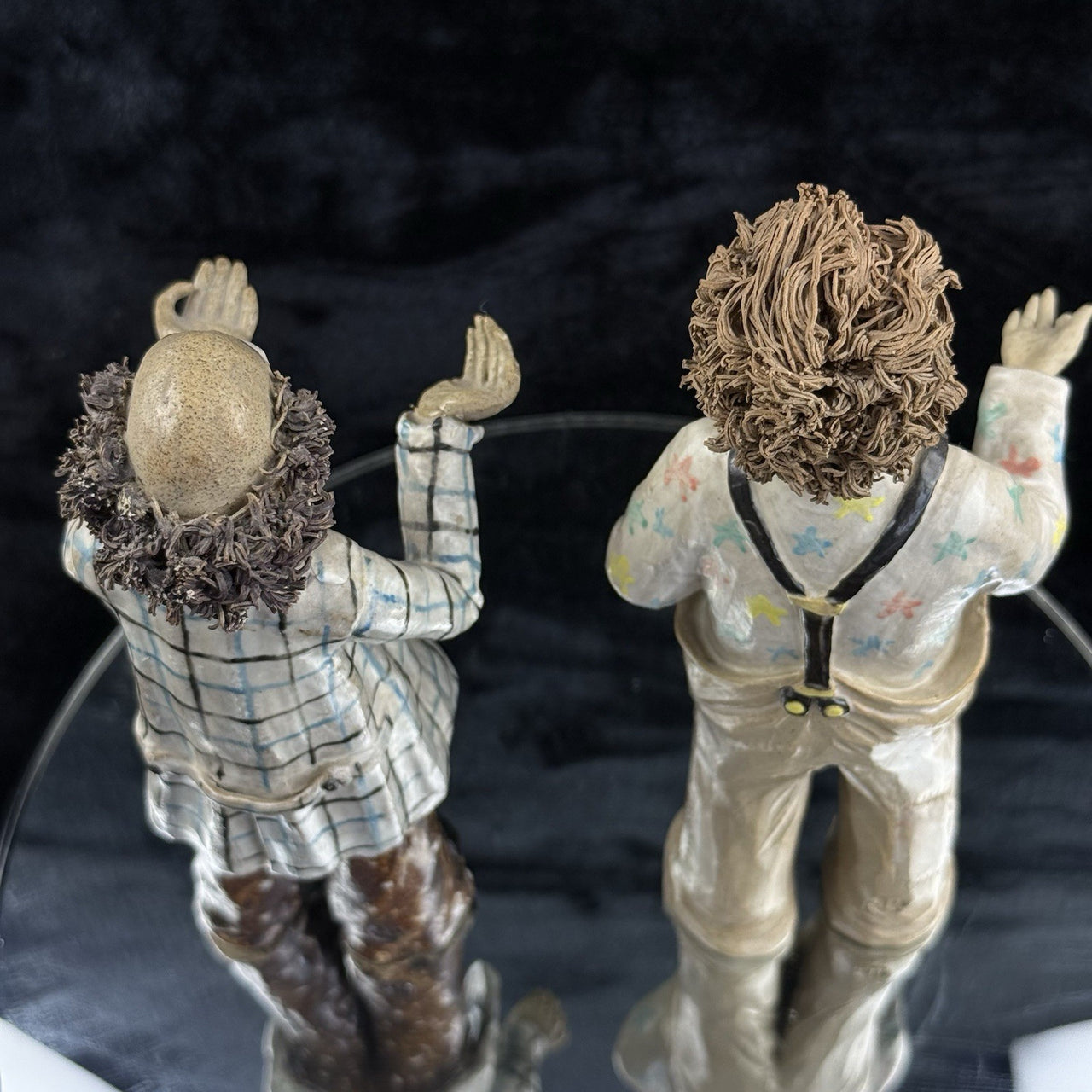 Vintage Rare Signed by JR Art Pottery Clown Clay Figurines Lot of 26