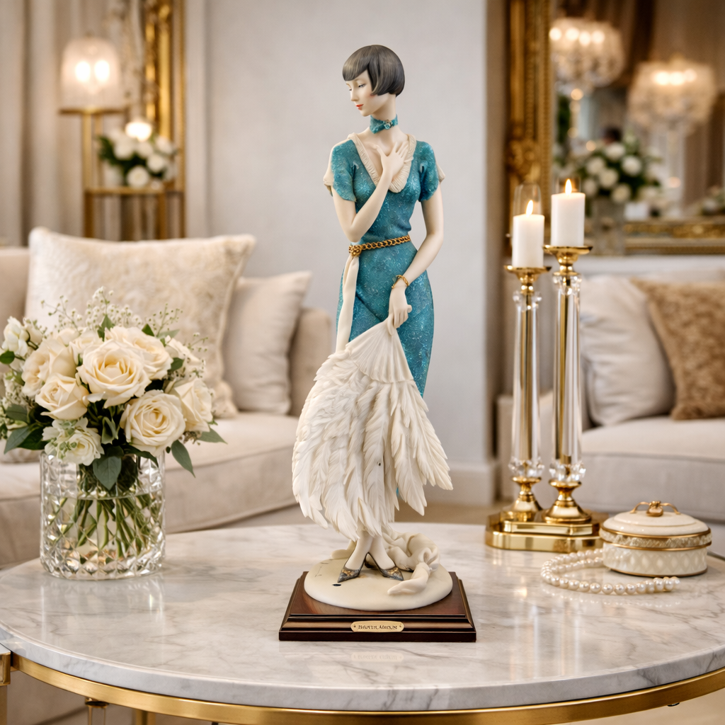 Florence Giuseppe Armani lady Figurine 1987 Art Deco in Blue 34cm Italy decor.0