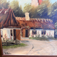 Thumbnail for Original Oil Painting on Canvas Signed Y. Holm - Thatched Landscape Cottages12