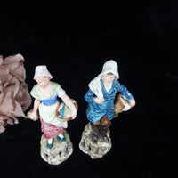 Thumbnail for Antique Figurine Couple Wittmann & Roth Wife & Fisherman Figurines Porcelain1