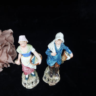 Antique Figurine Couple Wittmann & Roth Wife & Fisherman Figurines Porcelain1