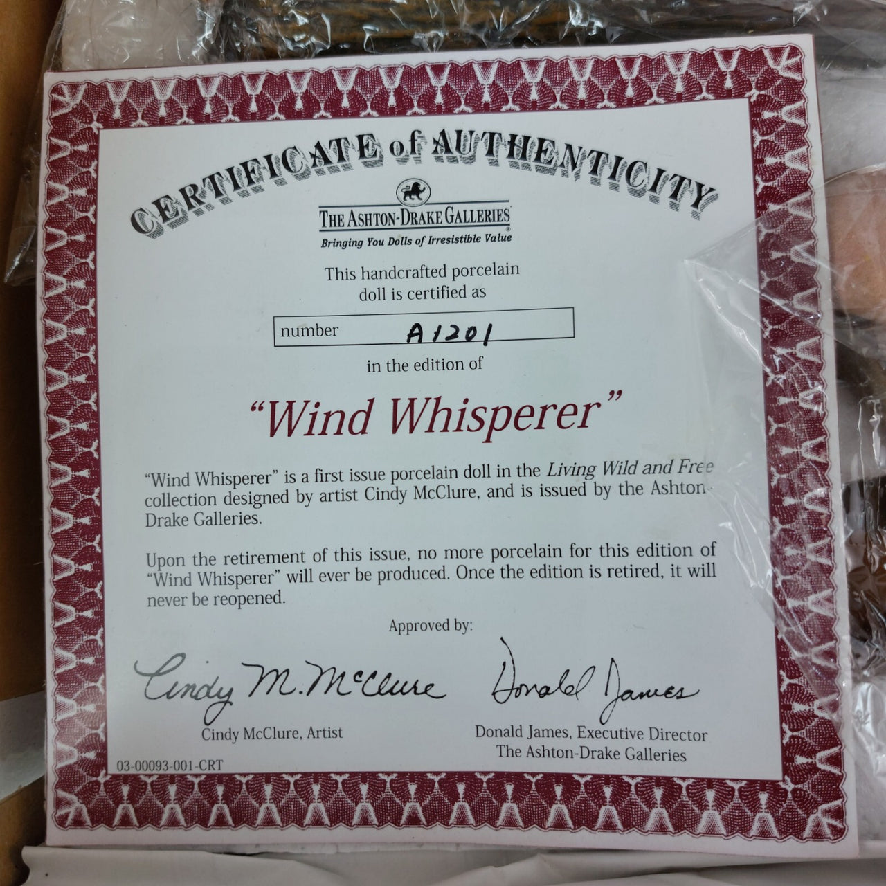 Ashton-Drake "Wind Whisperer" American Native Doll COA Mint Limited Edition figu4