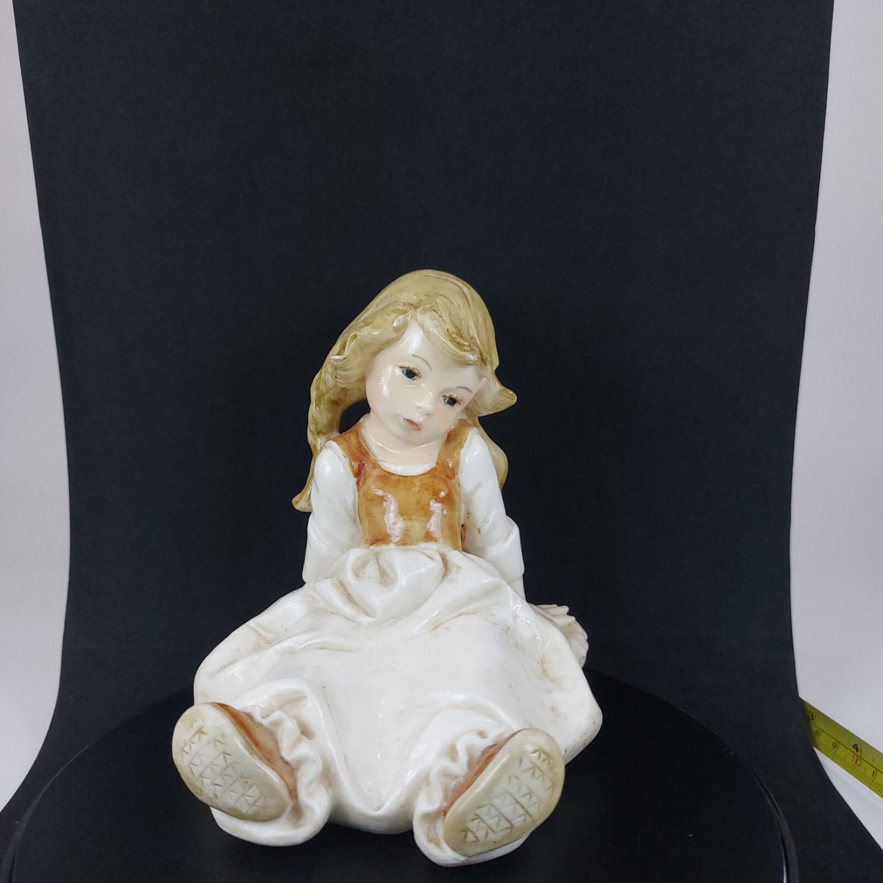 Vintage Italy - Ceramic 1950s A. Santini Little Girl Sitting Glazed Figurine2