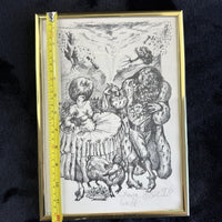 Thumbnail for Original Signed & Dated Pen & Ink Drawing Framed Lions & Goats Folk Art Picture6