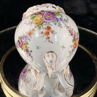 Thumbnail for 19th century antique Dresden Porcelain Vase Floral Tripod Legs 19th C Repaired10