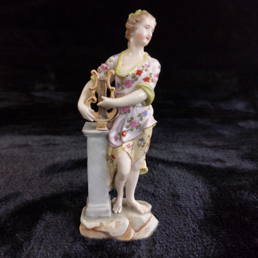 CHRISTIAN NONNE VOLKSTEDT Figurine Woman With Lyre Antique Victorian Porcelain 0