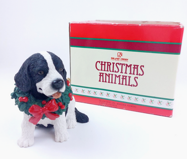 Tom Rubel Silver Deer Christmas Dog Figurine Collectible  xmas dog decor 19900