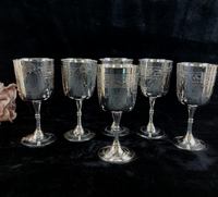 Thumbnail for Set 6 of Renaissance Style French Silver Wine Goblets EPNS Hallmark.1