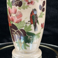 Thumbnail for Antique Milk Porcelain Vase HandPainted Floral Bird Design Ruffle Rim 9.5” Tall1