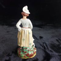 Thumbnail for Staffordshire Figurine Dog Lady Yellow Skirt stamp England repaired head 7.5