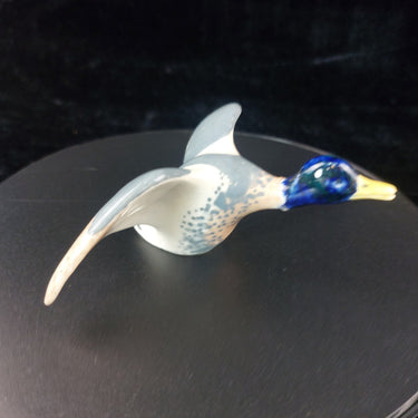 Rare Studio Pottery Duck Figurine Acceptable Glazed Mallard Style Repaired Wing1