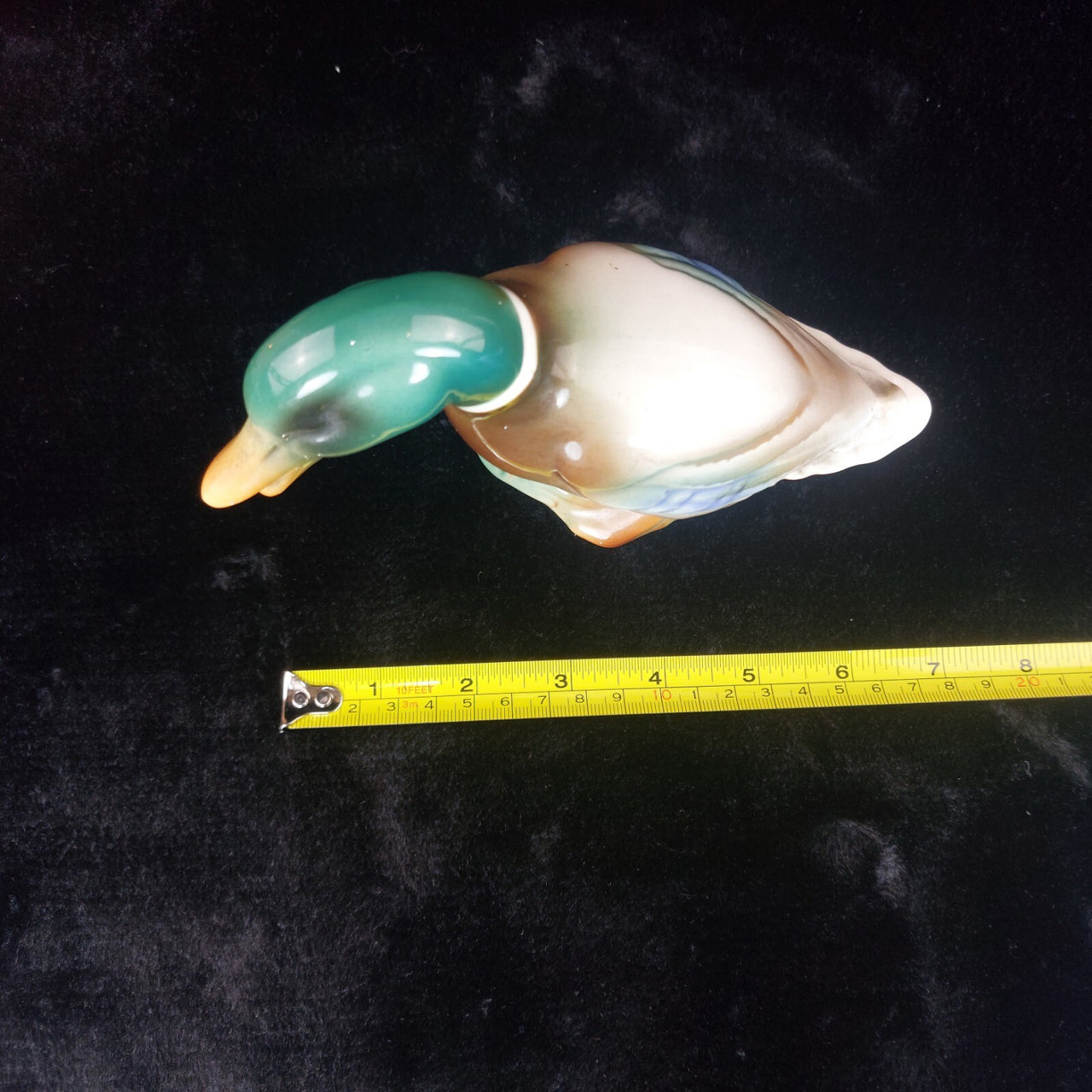 Vintage Porcelain Duck Good Figurine Mallard Green Head Glazed Ceramic Tall 5"7