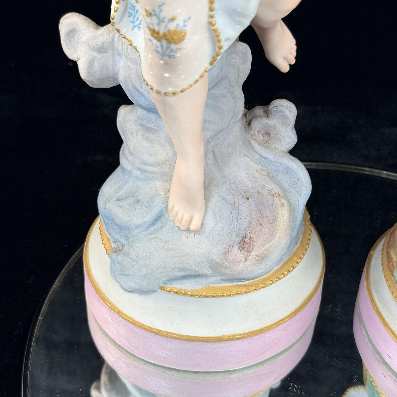 Augarten Vienna Porcelain Ladies Musician Figurines Lyre Pair Austria Antique se19