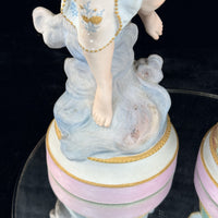 Thumbnail for Augarten Vienna Porcelain Ladies Musician Figurines Lyre Pair Austria Antique se19