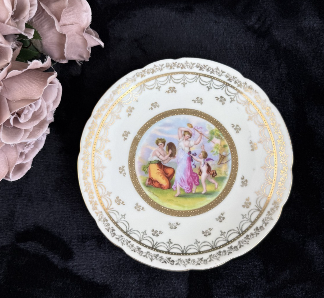 Vintage "Victoria Ware" beautiful Painting with F. Kaufmann Plate and Gold Trim2