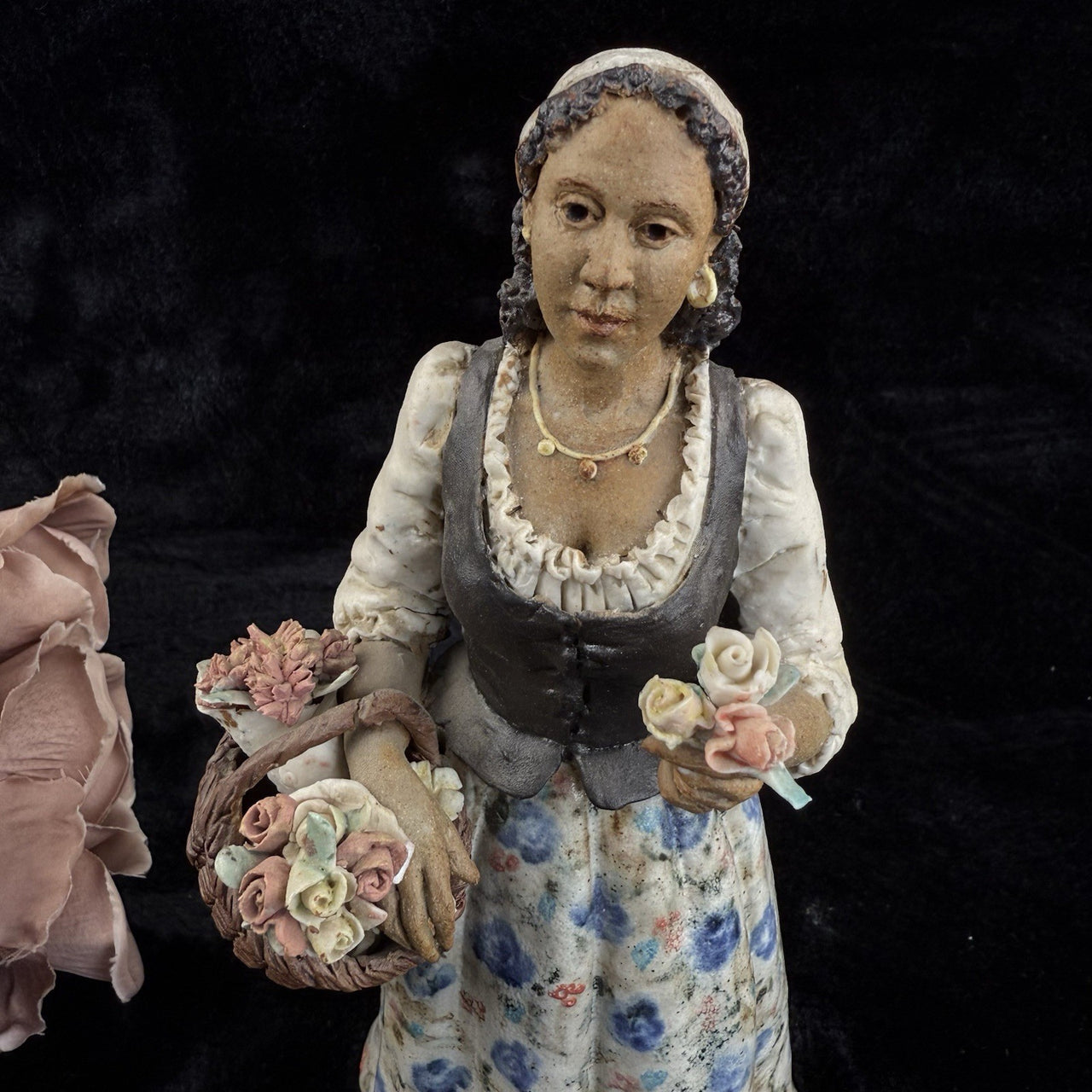 Rare Castagna Florence Figurine Flower Seller - Signed Italy pics see15