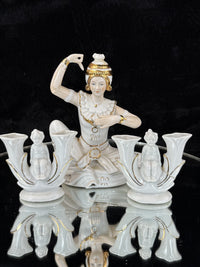 Thumbnail for Vintage Mid-Century Figurine Porcelain Set - Dancer with Two Candle Holders13