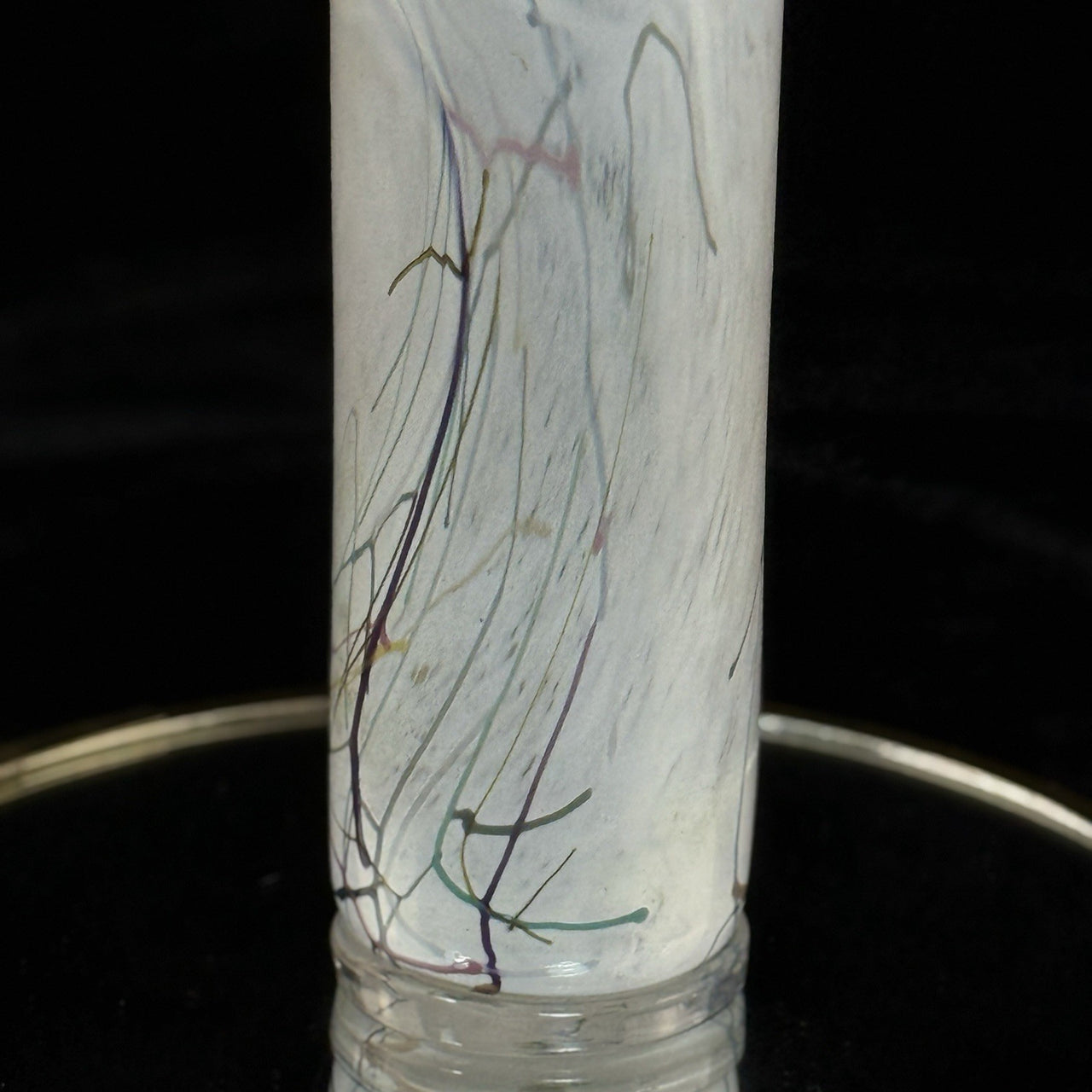 Snogebæk Bornholm Glashtte Art Glass Vase Denmark White Swirl 6.5” Signed Brand2