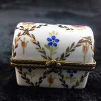 Thumbnail for Limoge Style Acceptable Porcelain Trinket Box Floral Hinged Rectangle jewellery7