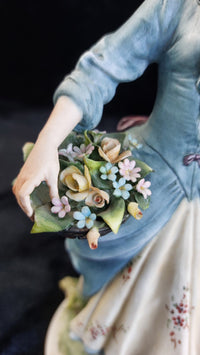 Thumbnail for Capodimonte sign lady Figurine by Irene Tuzzi Flowers Basket 10