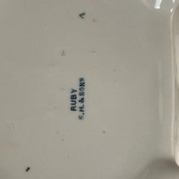 Thumbnail for S.H. & Sons 'Ruby' Blue Transferware Tureen Lidded Floral Dish England 11” Large14