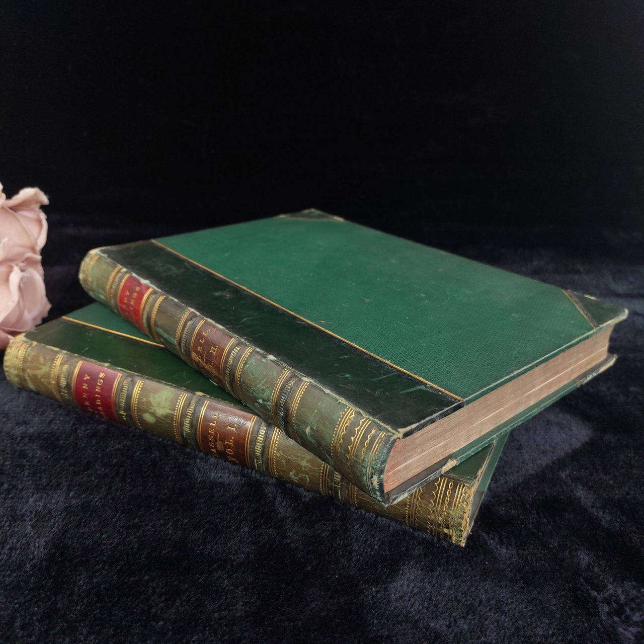 Cassell Penny Readings Vol I II Tom Hood Leather Illustrated Books Antique Set0