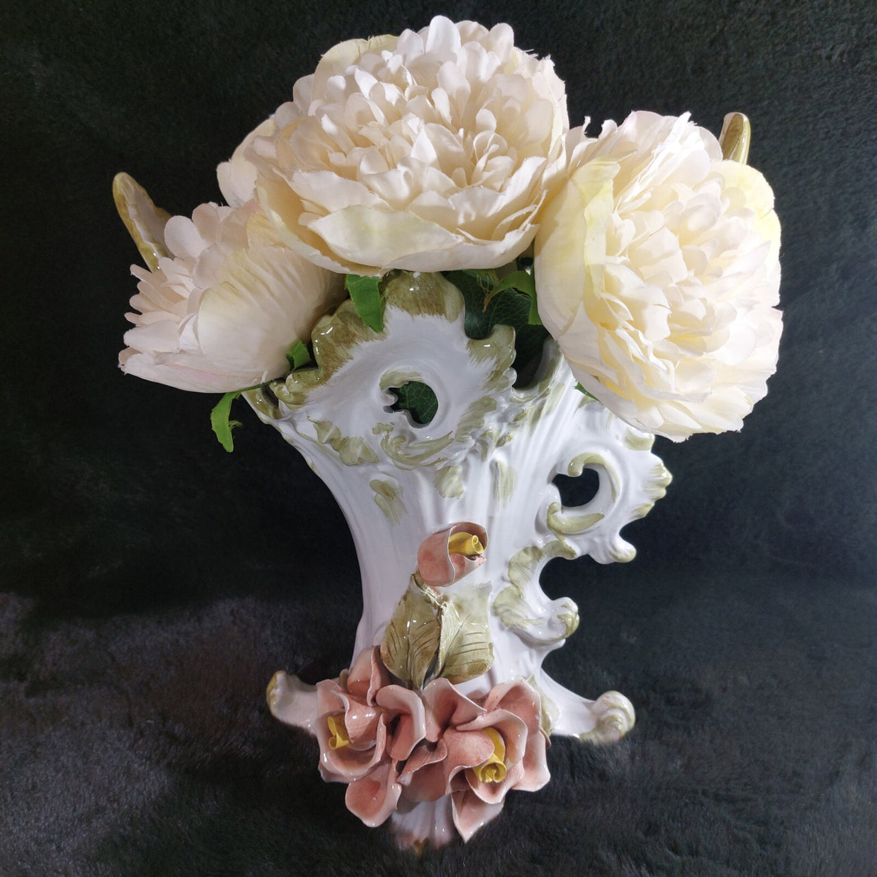 Francesco Capodimonte Italian Porcelain Italy Vase – Rococo Bird & Floral Design16