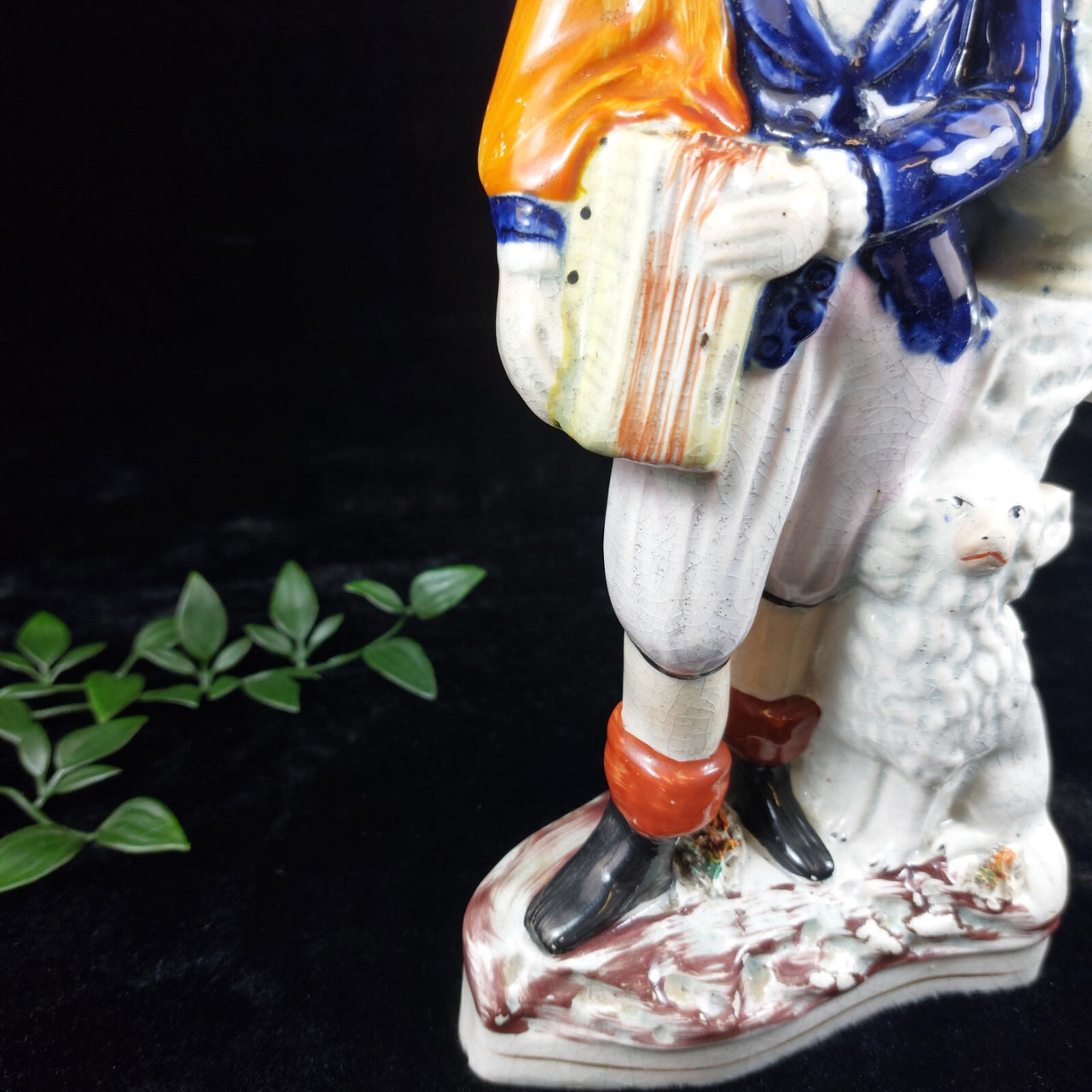 19th Century Royal Antique Staffordshire 11" Porcelain Figurine Man with Dog7