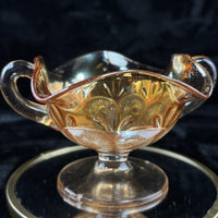 Thumbnail for Vintage Marigold Carnival Glass Bonbon Dish Pedestal Bowl Swirl 3.5” Pattern5