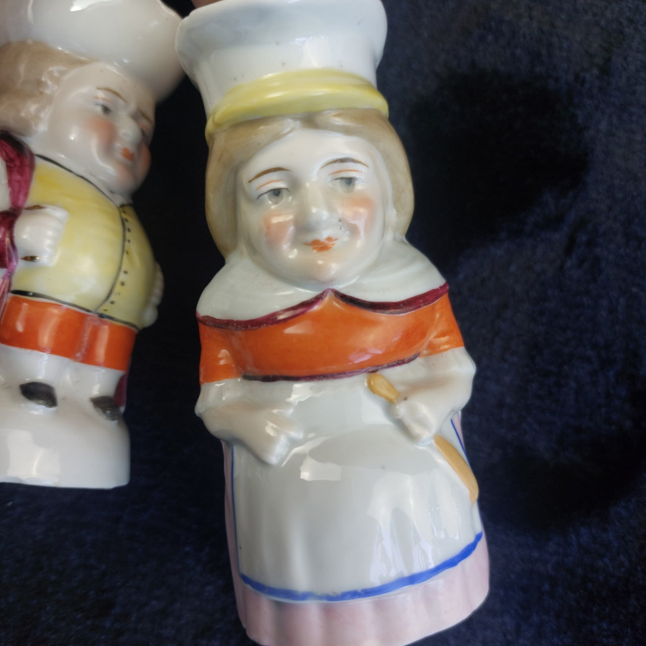 Z Crown Staffordshire Jugs Toby Style Pair antique vintage kitchen  4" Tall 7