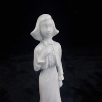 Thumbnail for Vintage white Porcelain beautiful Girl FigurineElegant White Dress Blue Mark  9