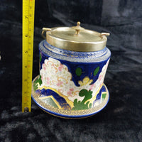 Thumbnail for Early Biscuit cookie Jar 1900's William Wood & Co. Enamel & Brass Antique Type13
