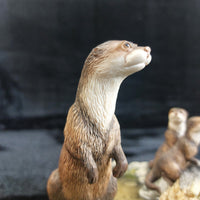 Thumbnail for Border Arts Fine Otter Family Figurine 1988 MWF Chiltern Wildlife Handmade Scotl9