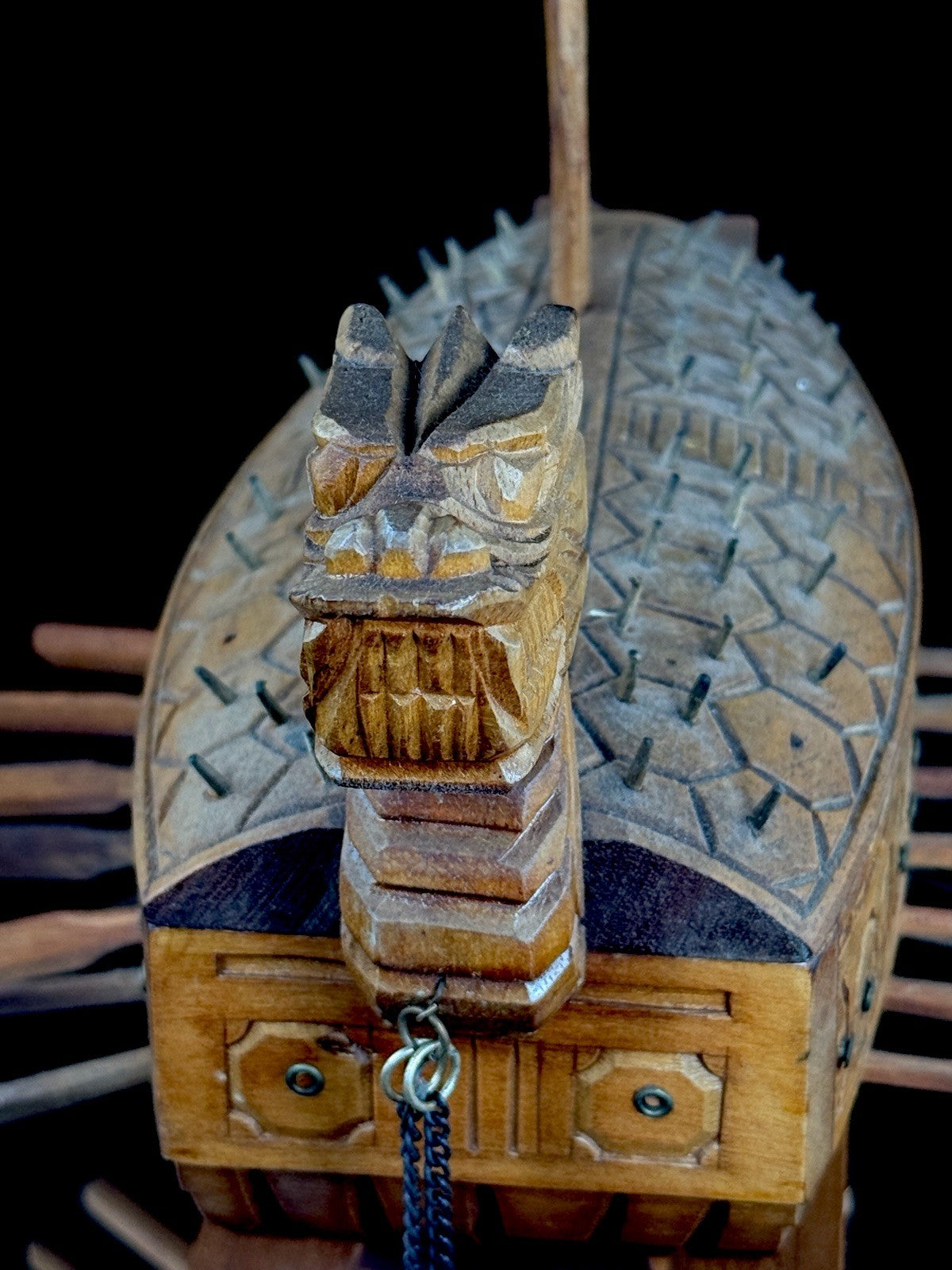 Handmade Korean Turtle Ship Model Geobukseon War Boat Wood 15” Dragon Head Korea9