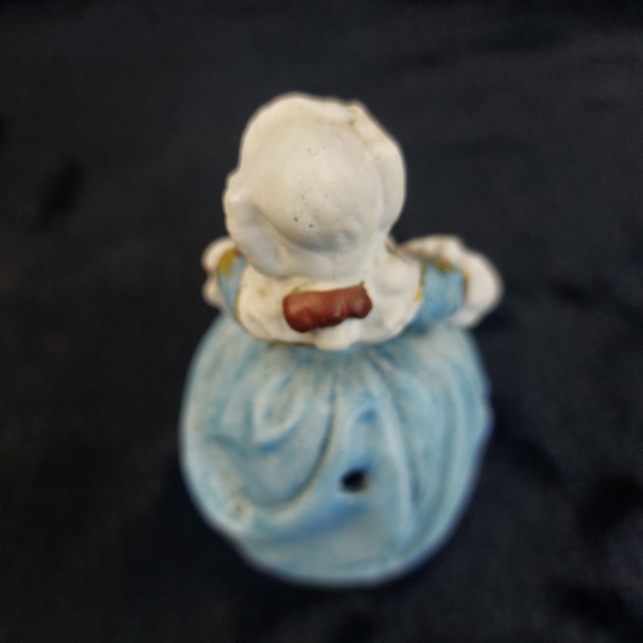Antique victorian Porcelain Lady Figurine 5" Blue Dress Fan Flowers Germany deco6