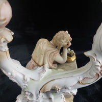 Thumbnail for Antique German Victorian Porcelain Flowerscandle hold Candelabra Lady Gold Gilt17