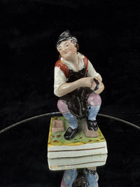 Thumbnail for Antique 19th c Staffordshire Porcelain Figurine - Hand-Painted Cobbler Victorian3